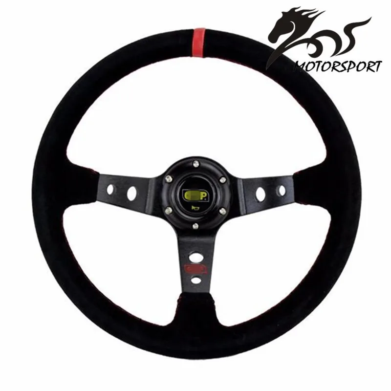 Stormcar 14 pulgadas 350mm OMP profundo maíz volante a la deriva/volante de cuero de gamuza