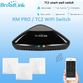 

Broadlink Smart Home RMPro Controller WiFi Switch TC2 Work for Alexa Google Home IR+RF+4G Remote Control US UK EU Type 110/220V