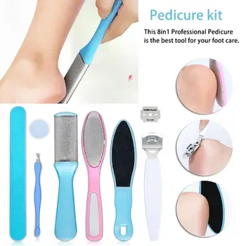 

8Pcs Foot File Manicure Foot Care File Set Dead Hard Skin Callus Remover Scraper Pedicure Rasp Tools Feet Care Tool Kit