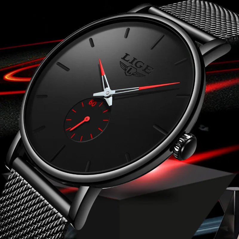 

2019 LIGE New Fashion Mens Watches Top Brand Luxury Quartz Clock Ultra-Thin Belt 30ATM Waterproof Sports WristWatch Reloj Hombre