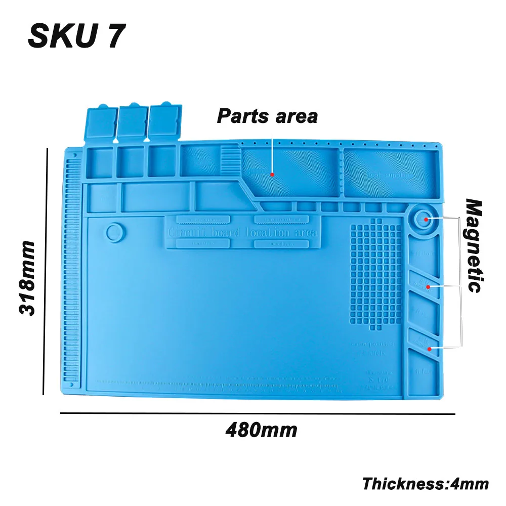 Мобильный компьютерный ремонтный рабочий коврик с магнитной высокотемпературной изоляционной прокладкой слот Воздушный пистолет паяльник коврик для сварки коврик - Цвет: SKU7