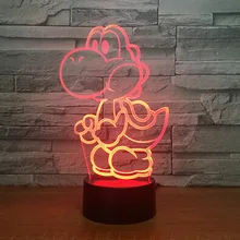Yoshi 3D светодио дный USB лампа Мультфильм игра Рисунок Супер Марио акрил Новинка Рождественский подарок освещения RGB сенсорный контроллер удаленного игрушки
