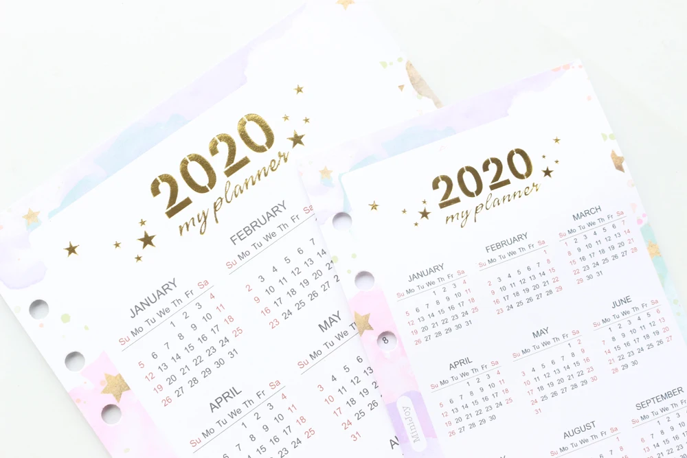 Domikee креативные милые 2020 календарный год делитель для 6 кольца в переплете блокноты-органайзеры