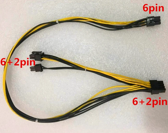 6 pin to dual 8 (6+2) pin Power supply Cables For Graphics Video Card