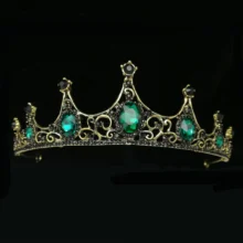 Модные Винтажные диадемы и короны в стиле барокко с красными и зелеными кристаллами для женщин и девушек; головной убор для невесты; украшения для волос; свадебные аксессуары для волос