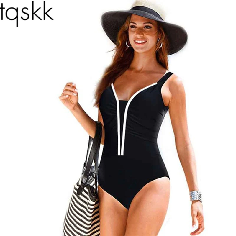 TQSKK Plus Size Swimwear 2017 New Summer Beachwear Swim Suit Print Stripe Vintage One Piece Swimsuit Women Bathing Suits Black plus-size-black-swimsuit : image TQSKK Plus Size Swimwear 2017 New Summer Beachwear Swim Suit Print Stripe Vintage One Piece Swimsuit Women Bathing Suits Black plus-size-black-swimsuit