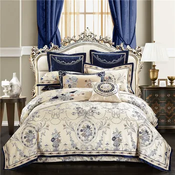 

Wedding gift 60S Egyptian cotton Luxury Jacquard Bedding Set 4/6/8/9Pcs King Queen Size Bed Sheet set Duvet cover Pillowcases