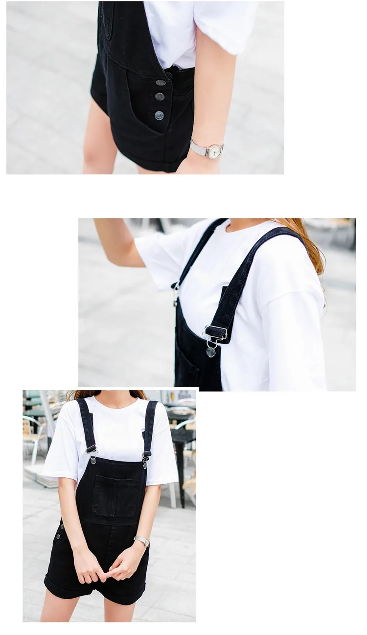 2018 summer large size women's black thin strap shorts fat mm cuff loose Korean plate stretch denim shorts (10)