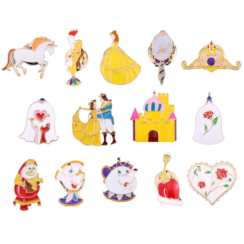

Cute Cartoon Crown Heart Horse Castle Bell Rose Flower Enamel Brooch Pin Jewelry Badge Metal Pins Button Denim Clothes Brooches