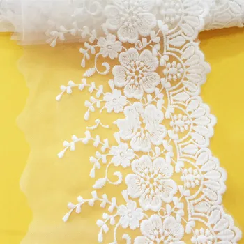 

5Yard/Lot Exquisite Pure Cotton Lace Trim Mesh Embroidery DIY handmade garment accessories lace fabric 11 cm wide