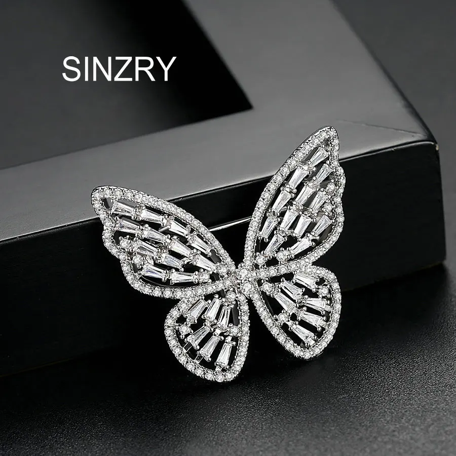 

SINZRY elegant cubic zirconia hollow butterfly sweety brooches pin lady suit jewelry accessory