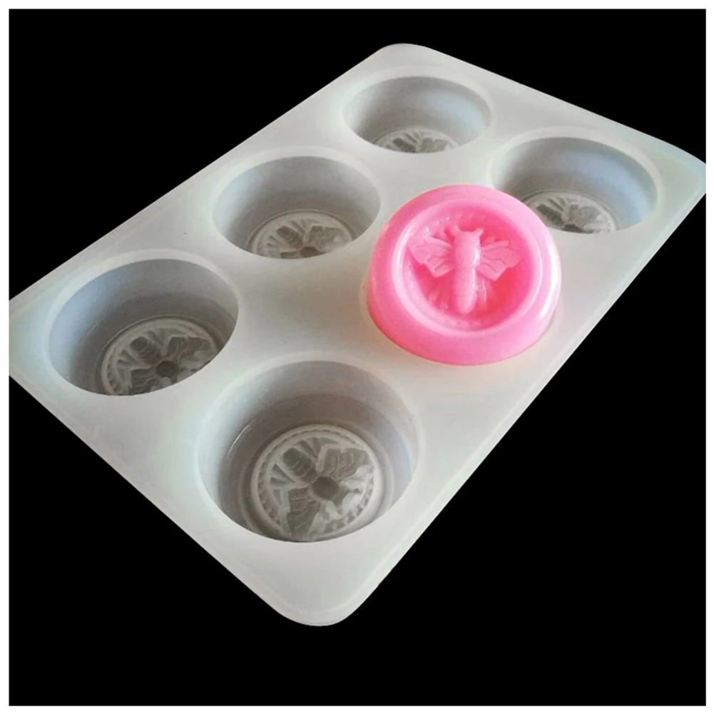 

6 Cavity Bee Honey Shape Silicone Soap Mold Handmade Craft Art DIY Soap Molds Hot Sale