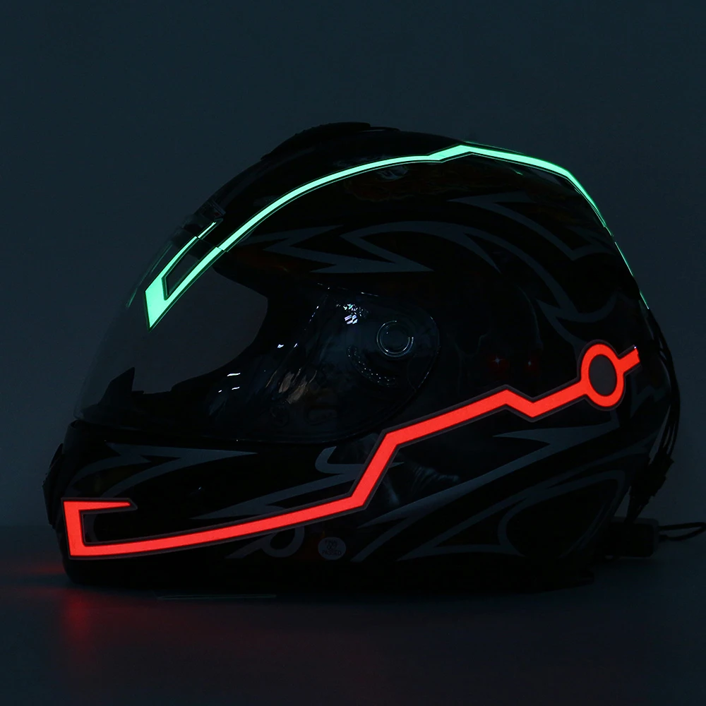 Быстрая! Мотоциклетный шлем EL холодный светильник шлем светильник полоса ночного сигнала светящаяся Модифицированная полоса наклейка на шлем