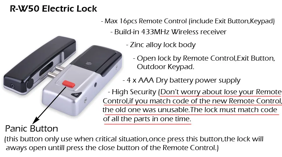 Details about   Wireless Door Lock RFID Keypad with 433Mhz Remote Control & Remote Control Exit 