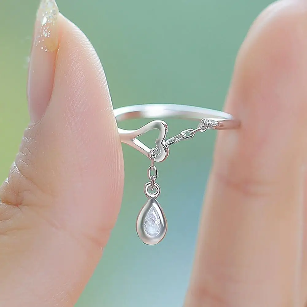 

Fashion Tassel Water Drop Rhinestone Wedding Women Adjustable Open Finger Ring hot New Accessories