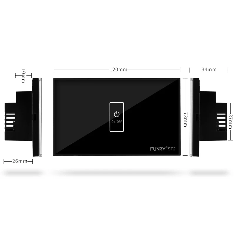 Funry ST2, 1 комплект, стандарт США, емкостный сенсорный выключатель, пульт дистанционного управления, роскошный стеклянный настенный переключатель, панельный светильник, переключатель, 110-240 В, 433 МГц