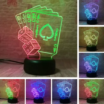 

3D Mixed Magician Decoration TEXAS HOLD EM Dice Poker Spades Playing Card 7 Color Gradient Child Kid Birthday Xmas New Year Gift