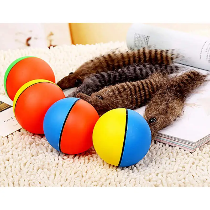 1PC Funny Pet Dog Puppy Cat Motorized Rolling Ball with Weasel Appears Jump Toy