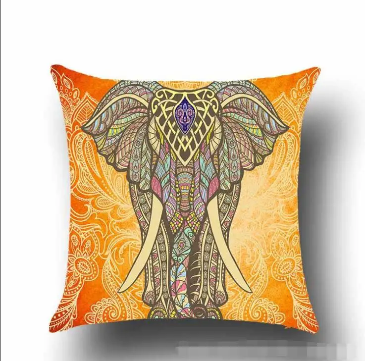 ZENGIA Индии/Африканский слон чехол для подушки из полиэстера размером 45*45 см индийский привязанность Декор для дома с изображением животных Подушка для дивана/автомобиля - Цвет: DRD4-5