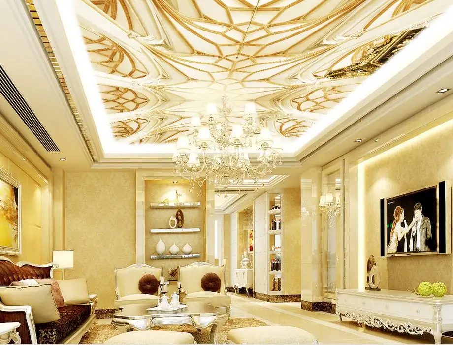 Us 1048 58 Di Scontopersonalizzato 3d Soffitto Murales Carta Da Parati Per Camera Da Letto Pareti Per Ciling Filigrana Onda Tessuto Non Tessuto Di