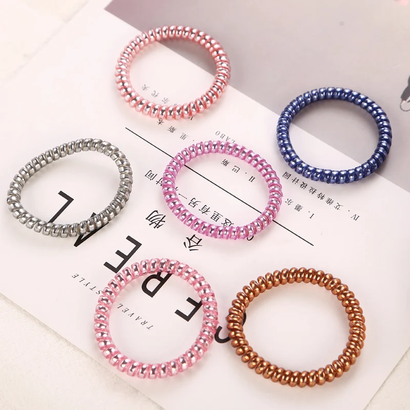 

10PCS/Lot Fashion New Telephone Cord Women Elastic Rubber Hair Bands Girls Gum Ponytail Hair Accessories Multiicolor Headdress