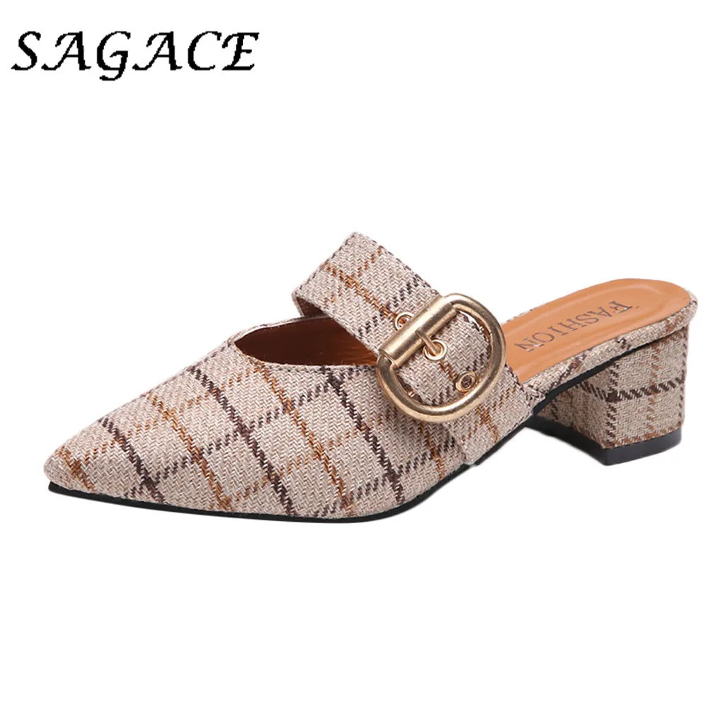 

SAGACE Shoes Women sandals sexy high heels shoes 5cm heels Plaid elegant ladies sandals 2019 summer women casual shoes