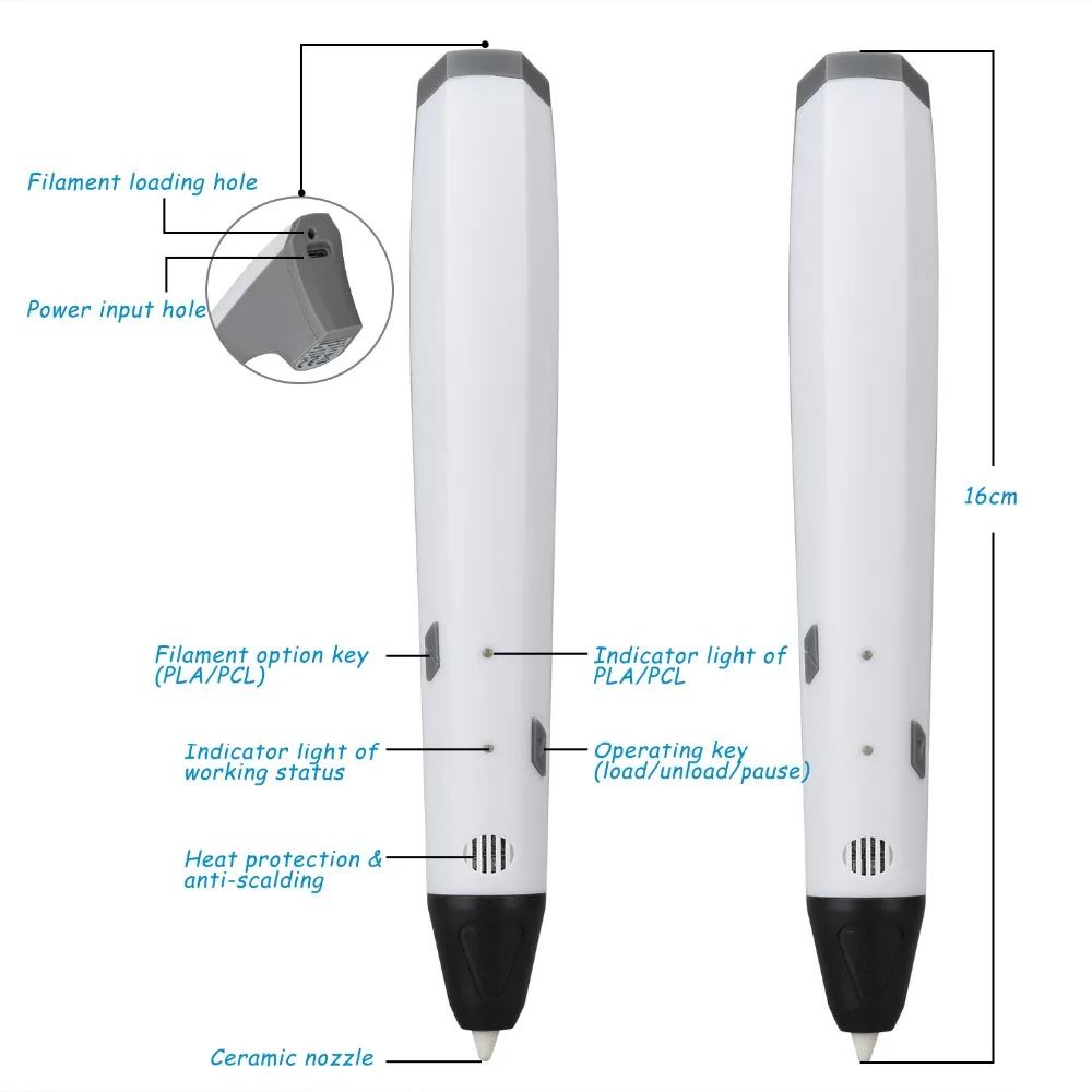 3D ручка из России Excelvan M1 принтер поддерживает связь с 2-мя нити Материал интеллигентая(ый) рисунок безопасны для детей Применение штепсельная вилка европейского стандарта