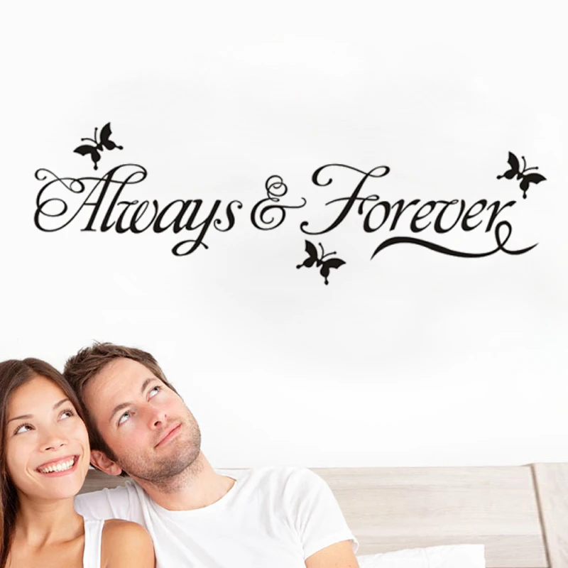 

always & forever quotes wall stickers decorations 8153. diy home decals vinyl art room mural posters adesivos de paredes 4.5