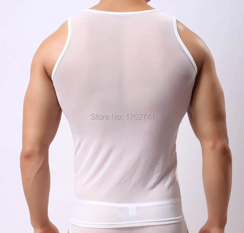 Новая мужская эластичная безрукавка, Мягкая сетчатая линия, рубашки, нижнее белье, блузка