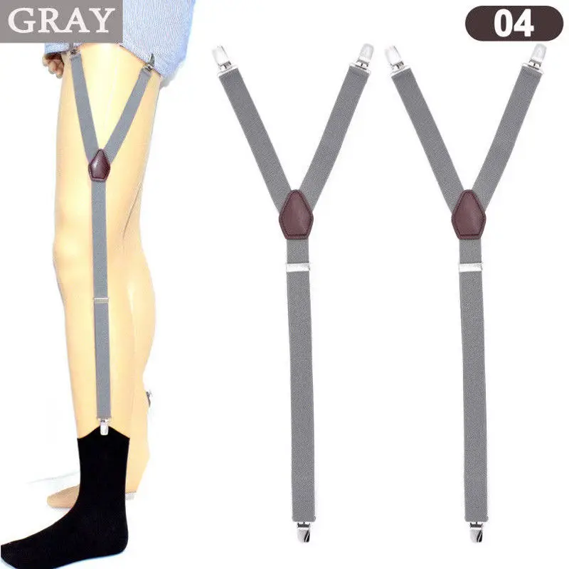 1 пара Y Shaped Shirt Stay подвязки мужские эластичные подвязки нескользящие носки футболка держатель на подтяжках - Цвет: Серый