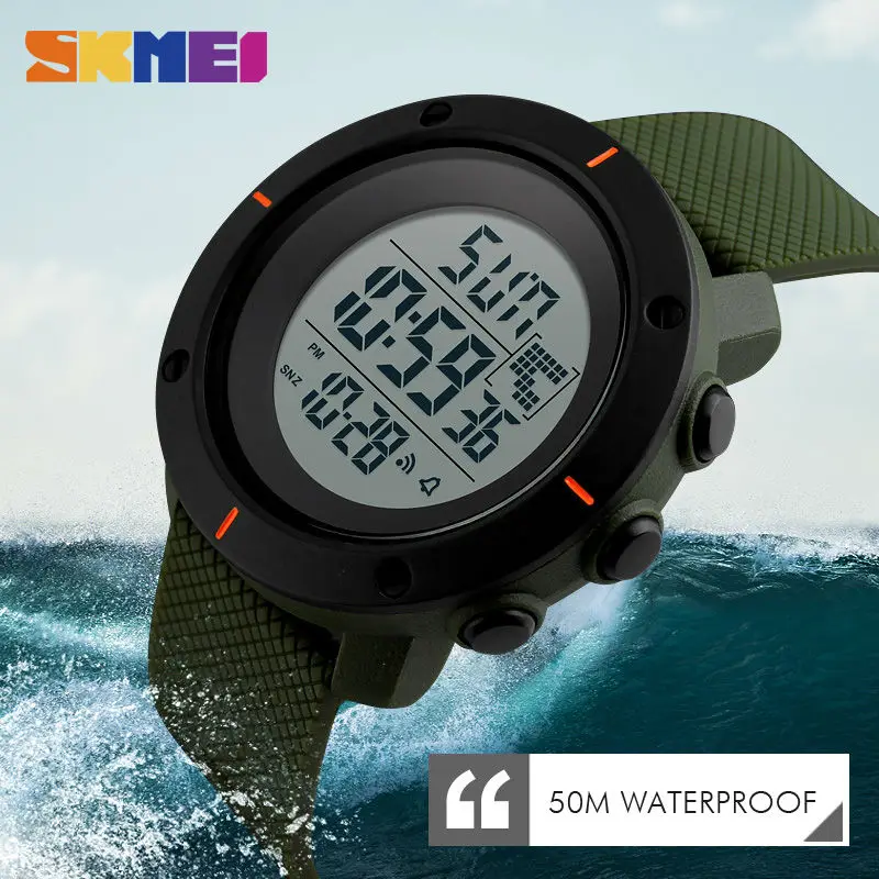 Comprar Reloj deportivo al aire libre SKMEI relojes de pulsera digitales multifunción para hombre 5Bar reloj militar cronógrafo resistente al agua reloj para hombre