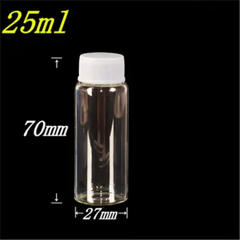 

20 pcs 27x70x14 mm Transparent Empty Glass Bottles With White Plastic Screw Cap DIY 25 ml Jars Containers New Selling