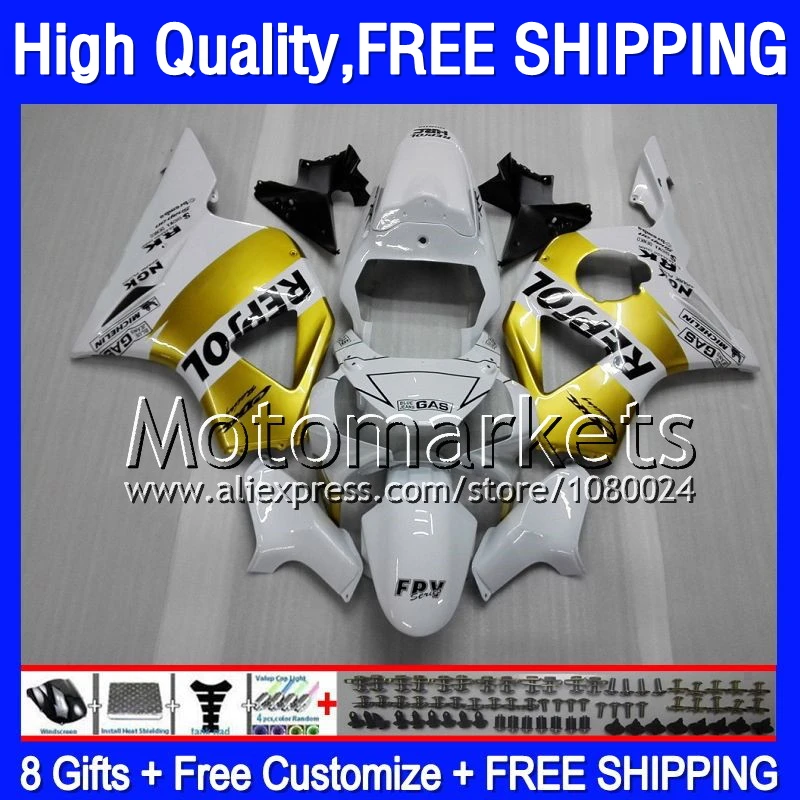 8 Подарки Для HONDA CBR900RR CBR954 RR 2002 2003 Repsol золото 37MK98 CBR 954 954RR 02-03 CBR954RR 02 03 Золотой белый
