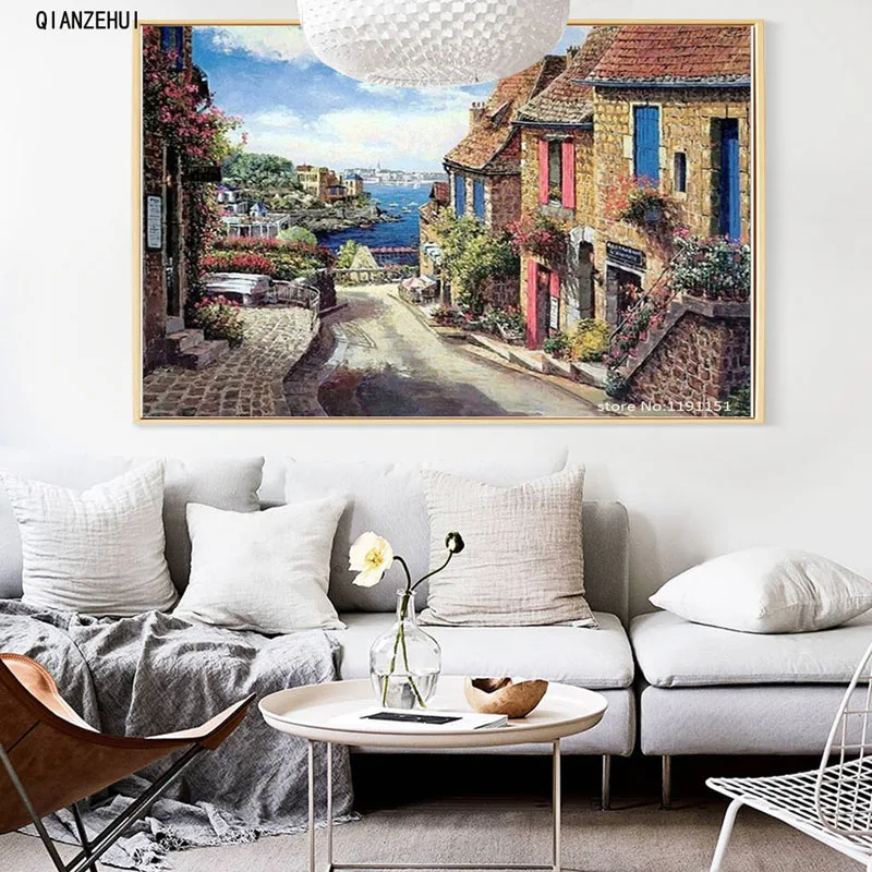 

DIY Rhinestone plastic crafts painting diamond Lake Street Square diamond painting cross stitch full diamond embroidery