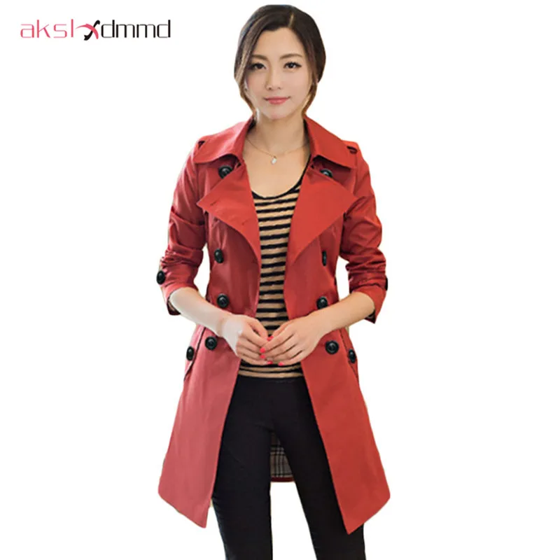 

AKSLXDMMD Trench Coat For Women 2019 New Spring Coats Double Breasted Casaco Feminino Autumn Outerwear Abrigos Mujer Coat LH614