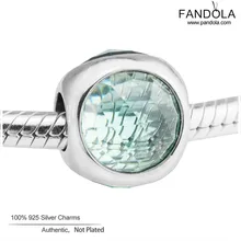 Аутентичные стерлингового серебра 925 холодный зеленый Кристалл Сияющие капли талисманы бусины женские браслеты ручная работа ювелирный