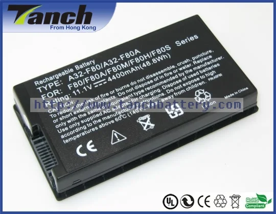 

Replacement ASUS laptop batteries for F80A X80 X61 X85 A32-F80H F81 A8A A8000 X85C X85S X61SL F83T F80S X61GX 11.1V 6 cell