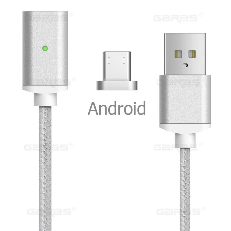 GARAS usb type C/Micro USB/для iphone Магнитный кабель USB-C/type-C быстрое зарядное устройство магнитный кабель для iphone/ipad кабель для мобильного телефона - Цвет: silver android micro