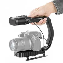 Micrig Stereo Universal Video MicRig Video Audio Grip with Built-in Microphone for Smartphone for GoPro DSLR Camera Camcorder