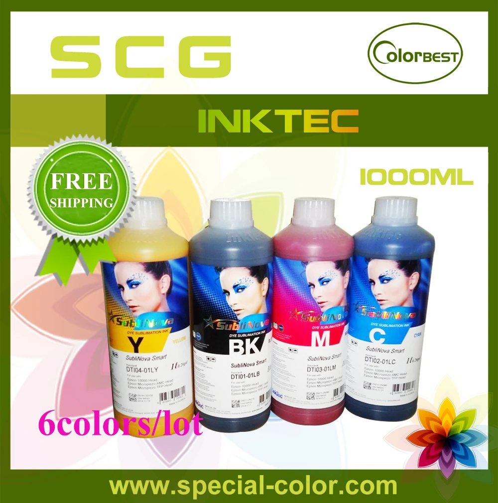 6Colors Korea Sublimation Ink Inktec 1000ml Fabric Ink for Roland/Mimaki/Mutoh/Epson