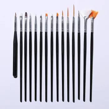 

15Pcs/kit Acrylic Nail Art Brush Pen UV Gel Nail Polish Pink White Dotting Painting Drawing Brushes Nail Design Tool Set