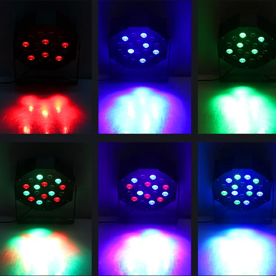 2 шт. светодиодный плоский Par 3in1 rgb 18 s 4 Вт RGB Цвет смешивания DJ мыть свет этап Uplighting