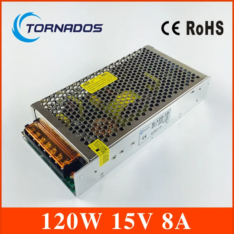 

Free shipping Single output Exquisite appearance Switching power supply 15v 120w 8A S-120-15 CE ROHS Certificated