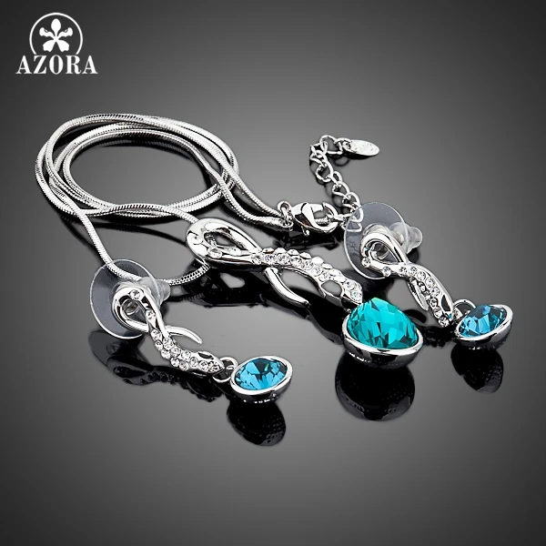 Серьги подвески и ожерелье с австрийским кристаллом|earrings and necklace|jewelry setsdrop jewelry sets