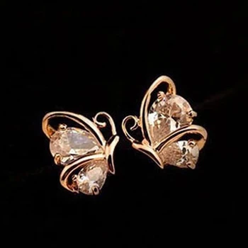 

Butterfly zircon little stud earrings/korean luxury elegant jewelry women wedding accessories wholesale/brincos/boucle d'oreille