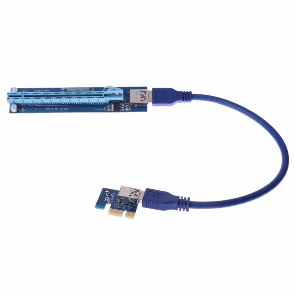 PCIe PCI-E Express 1X To 16X Riser Card Mining Machine Enhanced Extender Riser Adapter Card With 30CM/60CM USB Cable BTC miner