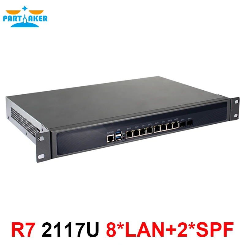 Partaker R7 Firewall Hardware appliance celeron 1037U 2117U with 8*Intel 82583V Gigabit ethernet ports 2 SFP ROS 2GB RAM 8GB SSD