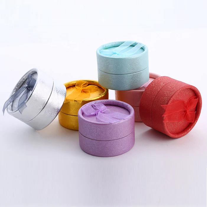 

New 1PC Round Jewelry Box With Knot For Earring & Ring Display Organizer Box Gift Boxes Jewellery Case Wedding Packaging