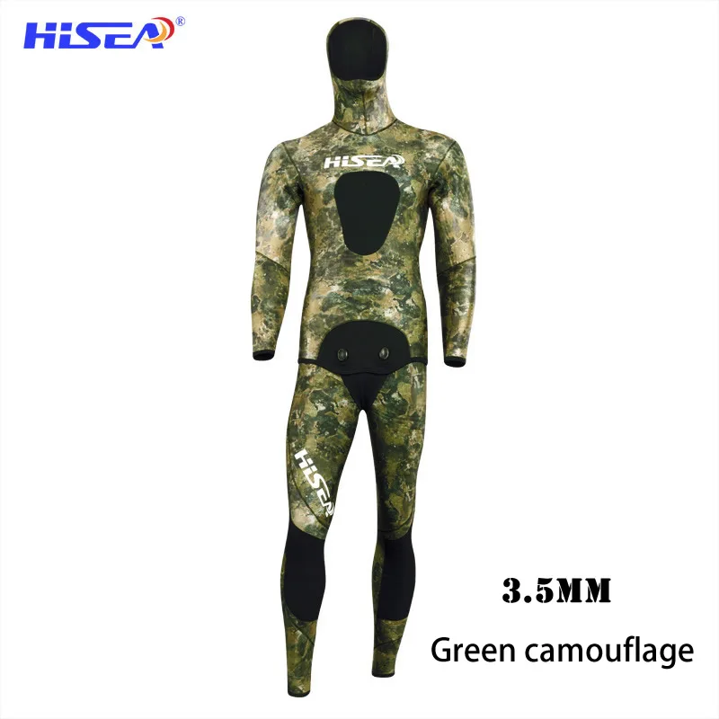 3,5 мм мужское камуфляжное пальто Yamamoto для Глубоководной Рыбалки, профессиональная одежда для рыбалки и охоты, костюм для дайвинга, Раздельный гидрокостюм - Цвет: 3.5 Green camouflage