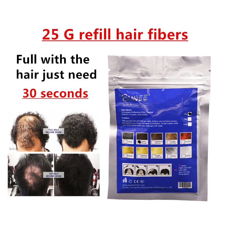 

Hair Building Fibers Keratin Make Hair Thickener Hair Loss remedy Treatment Products Spray Powder Shadow 10 Colors Refill 25g